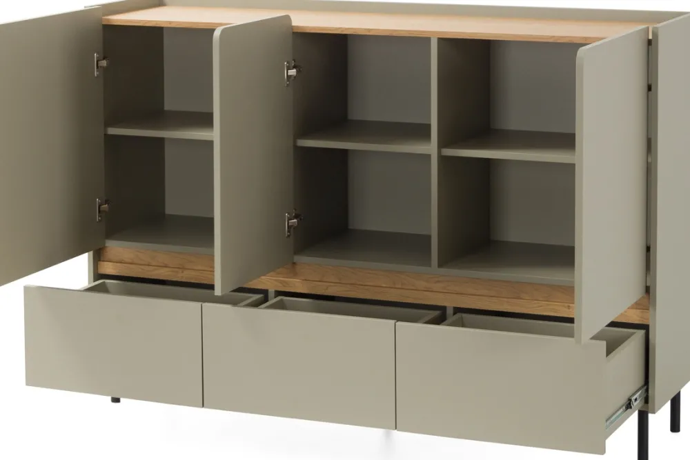 Meble Dla Dzieci|Meble Młodzieżowe>MEBLAR Trzydrzwiowa komoda 150 cm młodzieżowa z szufladami na nóżkach LISSARO