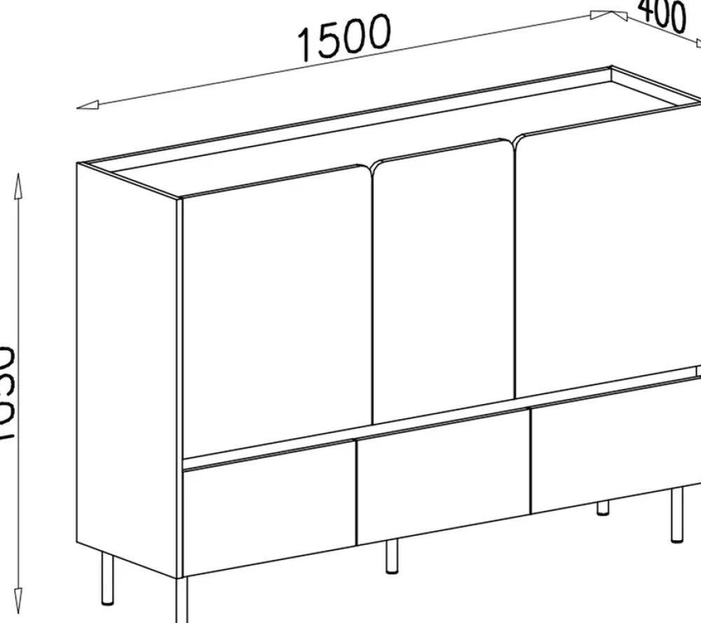 Meble Dla Dzieci|Meble Młodzieżowe>MEBLAR Trzydrzwiowa komoda 150 cm młodzieżowa z szufladami na nóżkach LISSARO