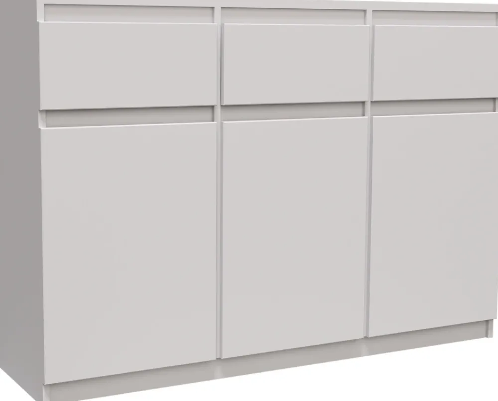 Komody>Meblohand Trzydrzwiowa komoda do salonu z szufladami 120 cm MONTEGO biały
