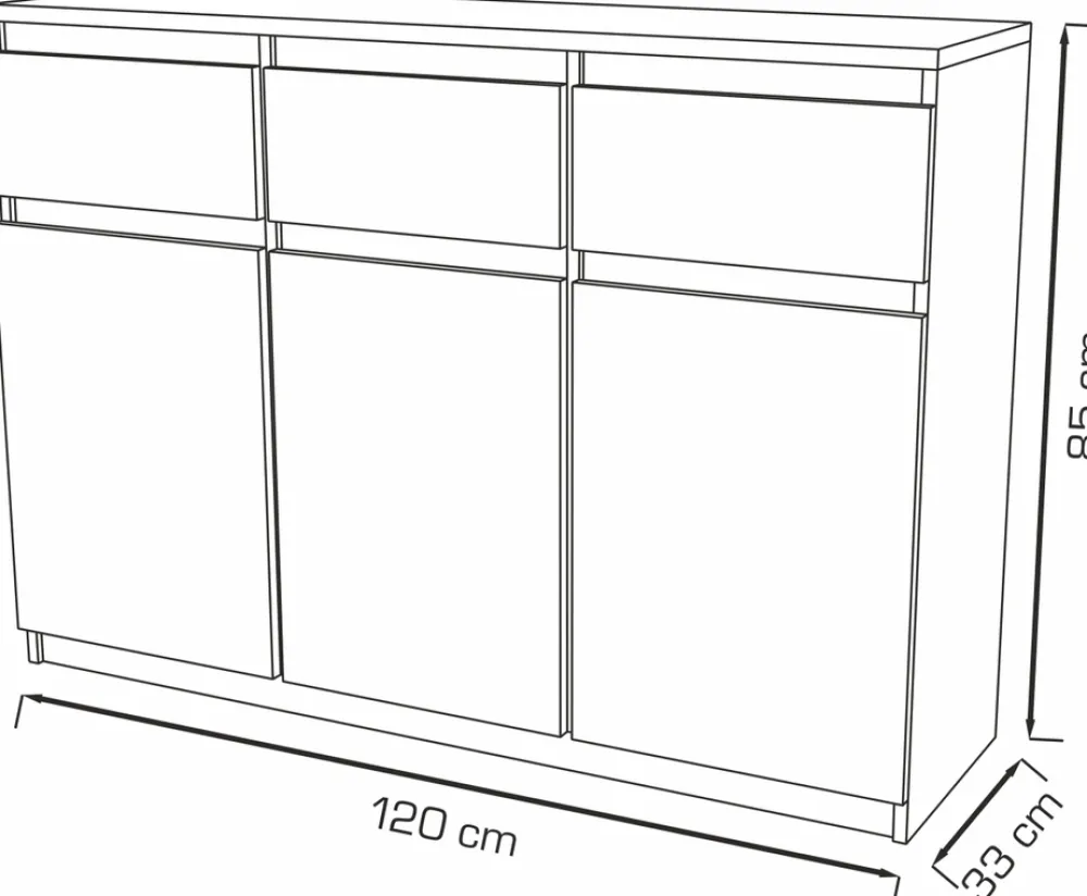 Komody>Meblohand Trzydrzwiowa komoda do salonu z szufladami 120 cm MONTEGO biały