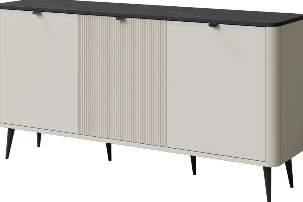 Zestawy Mebli Do Salonu>JUREK Trzydrzwiowa komoda do salonu na nóżkach 160 cm MIREL kaszmir