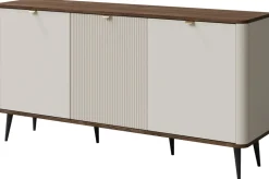 Zestawy Mebli Do Salonu>JUREK Trzydrzwiowa komoda do salonu na nóżkach 160 cm MIREL kaszmir