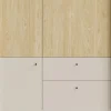 Komody>MEBLAR Trzydrzwiowa komoda do salonu z szufladami MALIVO beż piaskowy dąb olejowany