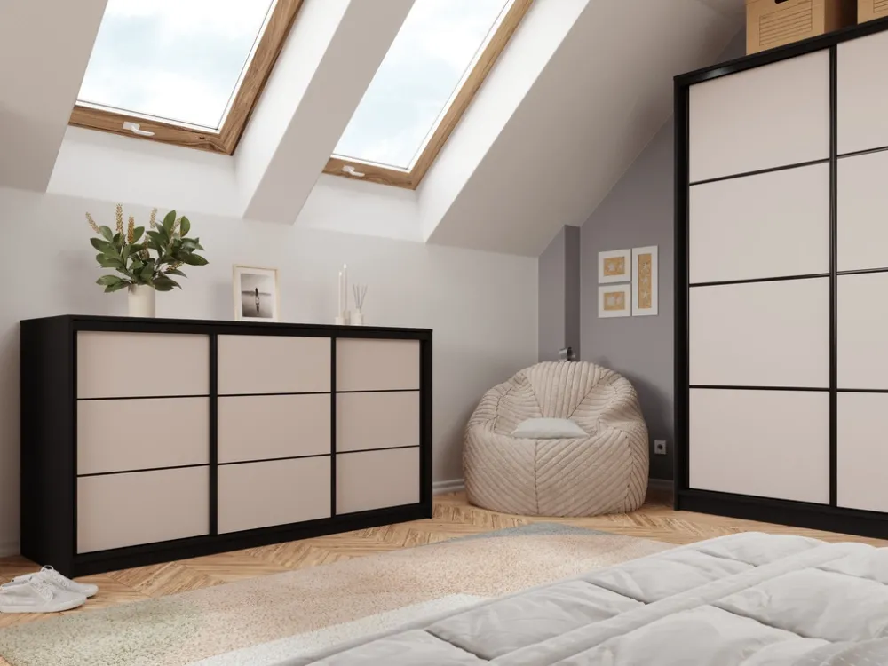 Komody>BROMARKT Trzydrzwiowa komoda przesuwna z szufladami 180 cm LOFT