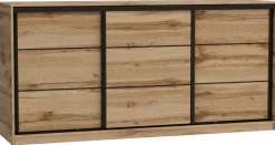 Komody>BROMARKT Trzydrzwiowa komoda przesuwna do sypialni 200 cm LOFT dąb wotan