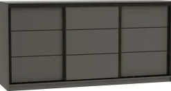 Komody>BROMARKT Trzydrzwiowa komoda przesuwna do sypialni 200 cm LOFT grafit