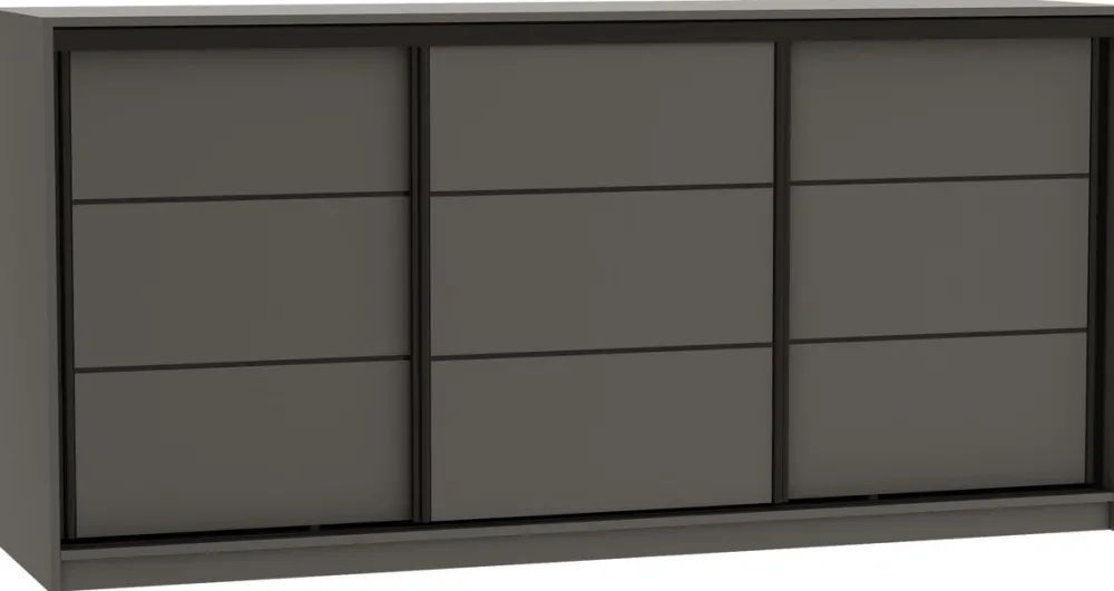 Komody>BROMARKT Trzydrzwiowa komoda przesuwna do sypialni 200 cm LOFT grafit