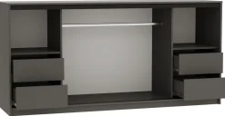 Komody>BROMARKT Trzydrzwiowa komoda przesuwna do sypialni 200 cm LOFT grafit