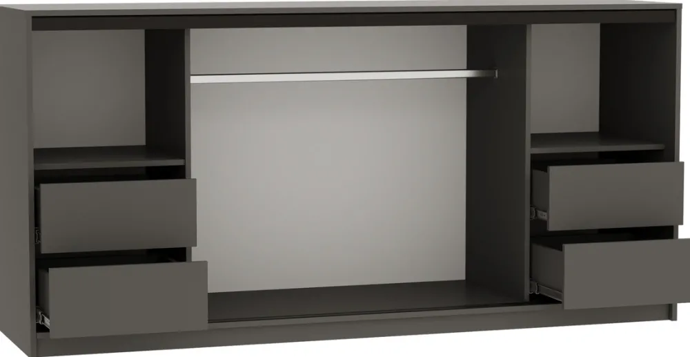 Komody>BROMARKT Trzydrzwiowa komoda przesuwna do sypialni 200 cm LOFT grafit