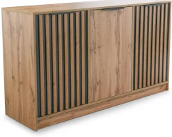 Komody>Stolar Trzydrzwiowa komoda z lamelami 140 cm BILL dąb wotan