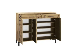 Zestawy Mebli Do Salonu|Komody>ML Meble Trzydrzwiowa komoda z szufladami do salonu 120 cm NEVIO dąb artisan