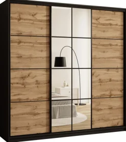 Zestawy Mebli Do Przedpokoju|Szafy Trzydrzwiowe>BROMARKT Trzydrzwiowa loftowa szafa przesuwna do sypialni 200 cm EDGE
