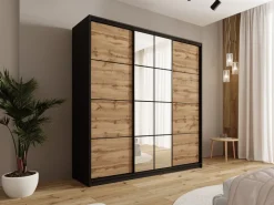 Zestawy Mebli Do Przedpokoju|Szafy Trzydrzwiowe></noscript>BROMARKT Trzydrzwiowa loftowa szafa przesuwna do sypialni 200 cm EDGE