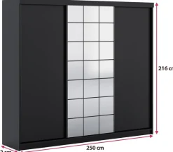 Szafy Trzydrzwiowe|Szafy Do Przedpokoju>ARKOS Trzydrzwiowa szafa przesuwna z lustrem 250 cm COLLINS