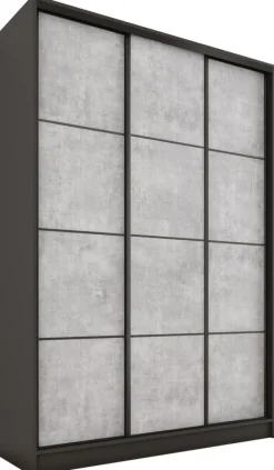 Zestawy Mebli Do Przedpokoju|Szafy Trzydrzwiowe>BROMARKT Trzydrzwiowa szafa przesuwna 150 cm LOFT MAX beton