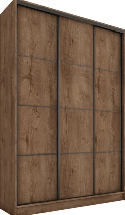 Szafy Trzydrzwiowe|Szafy Do Przedpokoju>BROMARKT Trzydrzwiowa szafa przesuwna z półkami 150 cm LOFT MAX dąb lefkas