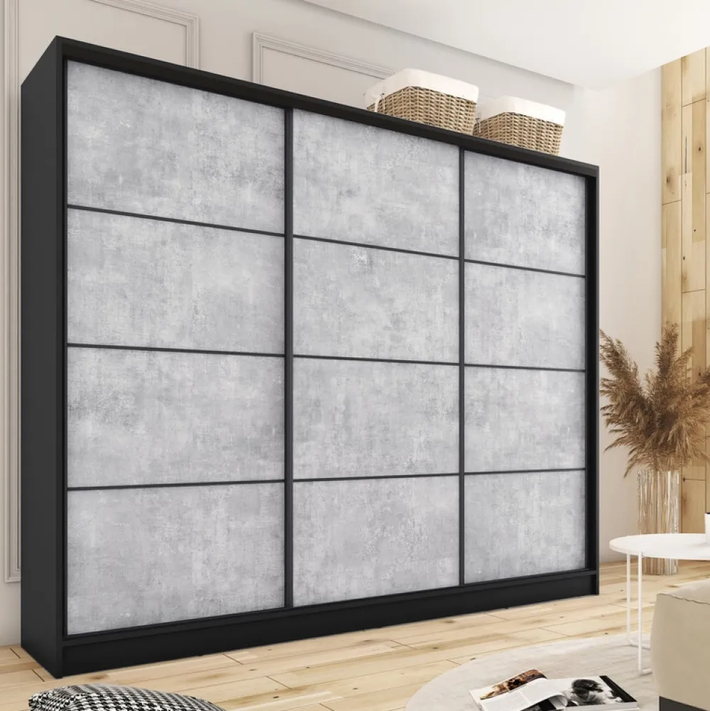 Zestawy Mebli Do Przedpokoju|Szafy Trzydrzwiowe>BROMARKT Trzydrzwiowa szafa przesuwna 250 cm LOFT