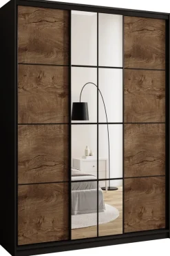 Zestawy Mebli Do Przedpokoju|Szafy Trzydrzwiowe>BROMARKT Trzydrzwiowa szafa przesuwna 150 cm z lustrem i półkami EDGE