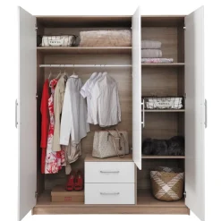 Garderoby|Meble Dla Dzieci>MEBLAR Trzydrzwiowa szafa uchylna z szufladami półki 150 cm SEVAS