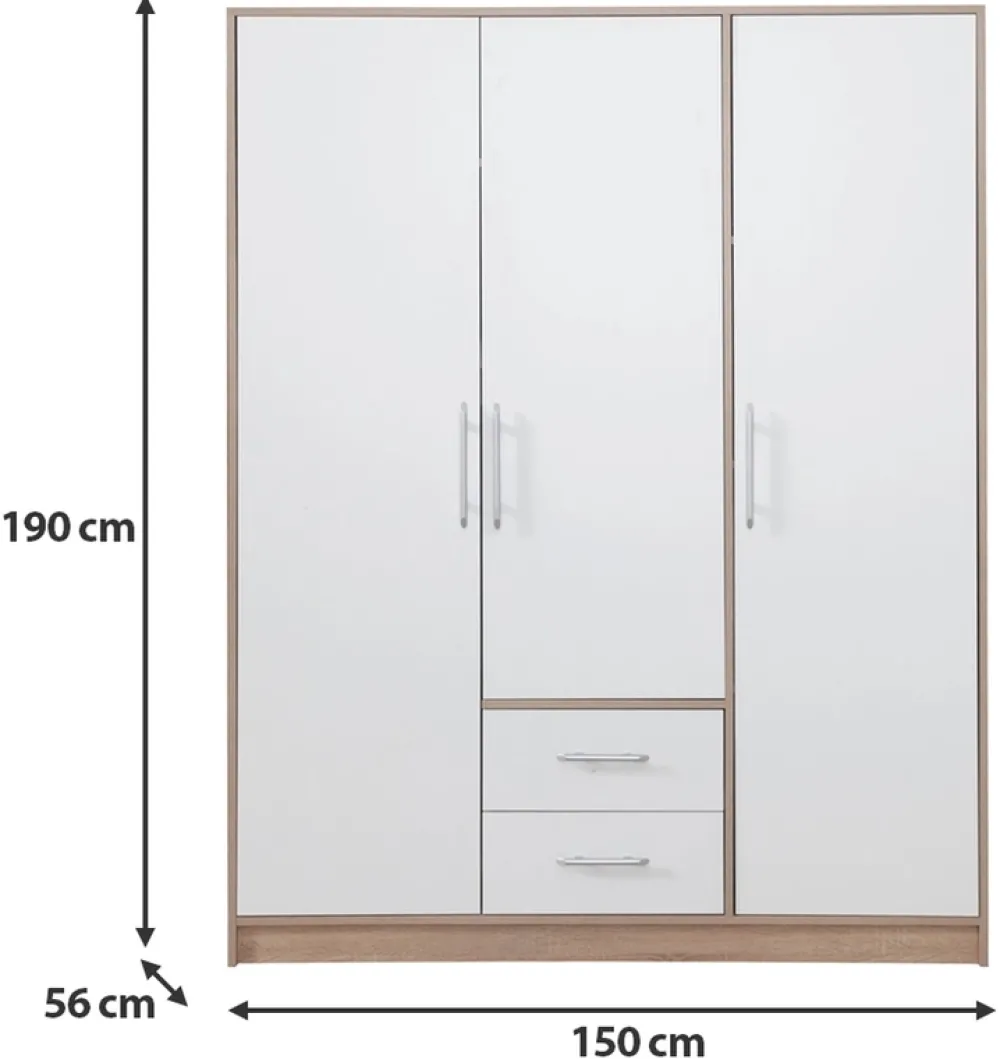 Garderoby|Meble Dla Dzieci>MEBLAR Trzydrzwiowa szafa uchylna z szufladami półki 150 cm SEVAS