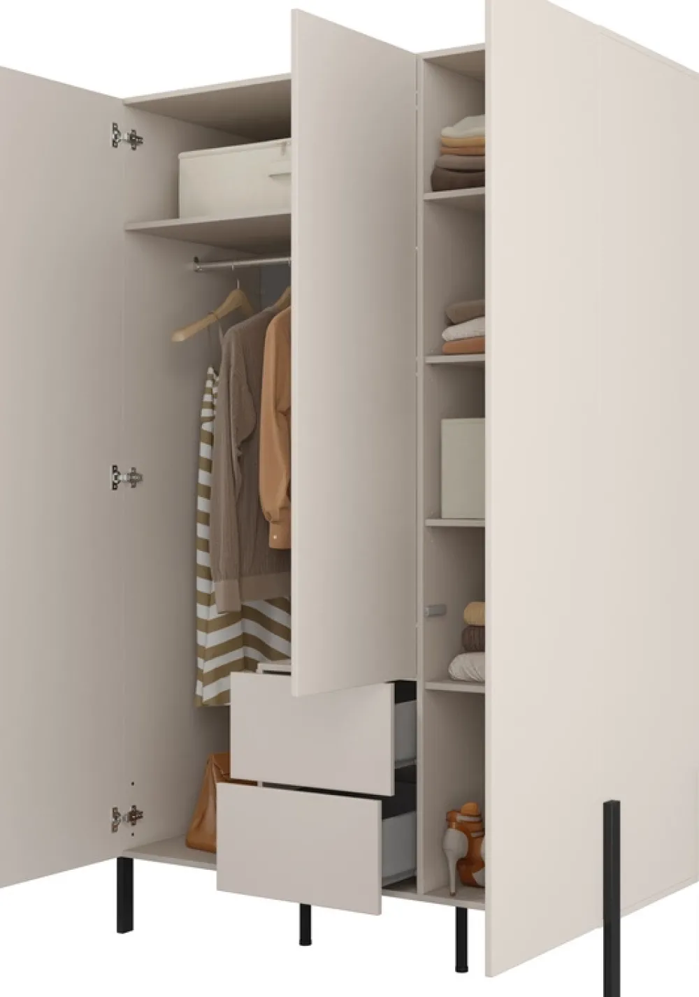 Meble Młodzieżowe|Zestawy Mebli Do Sypialni>Helvetia Trzydrzwiowa szafa uchylna do sypialni 139 cm kaszmir JUKON