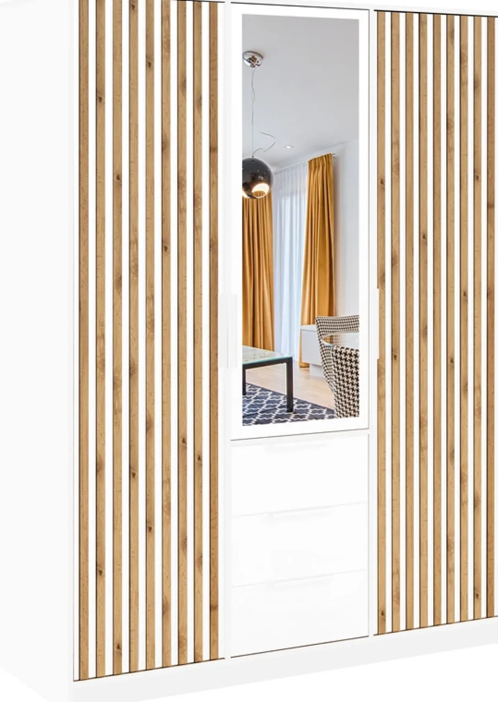 Meble Młodzieżowe|Zestawy Mebli Do Przedpokoju>Stolar Trzydrzwiowa szafa z lamelami 150 cm z szufladami BILL