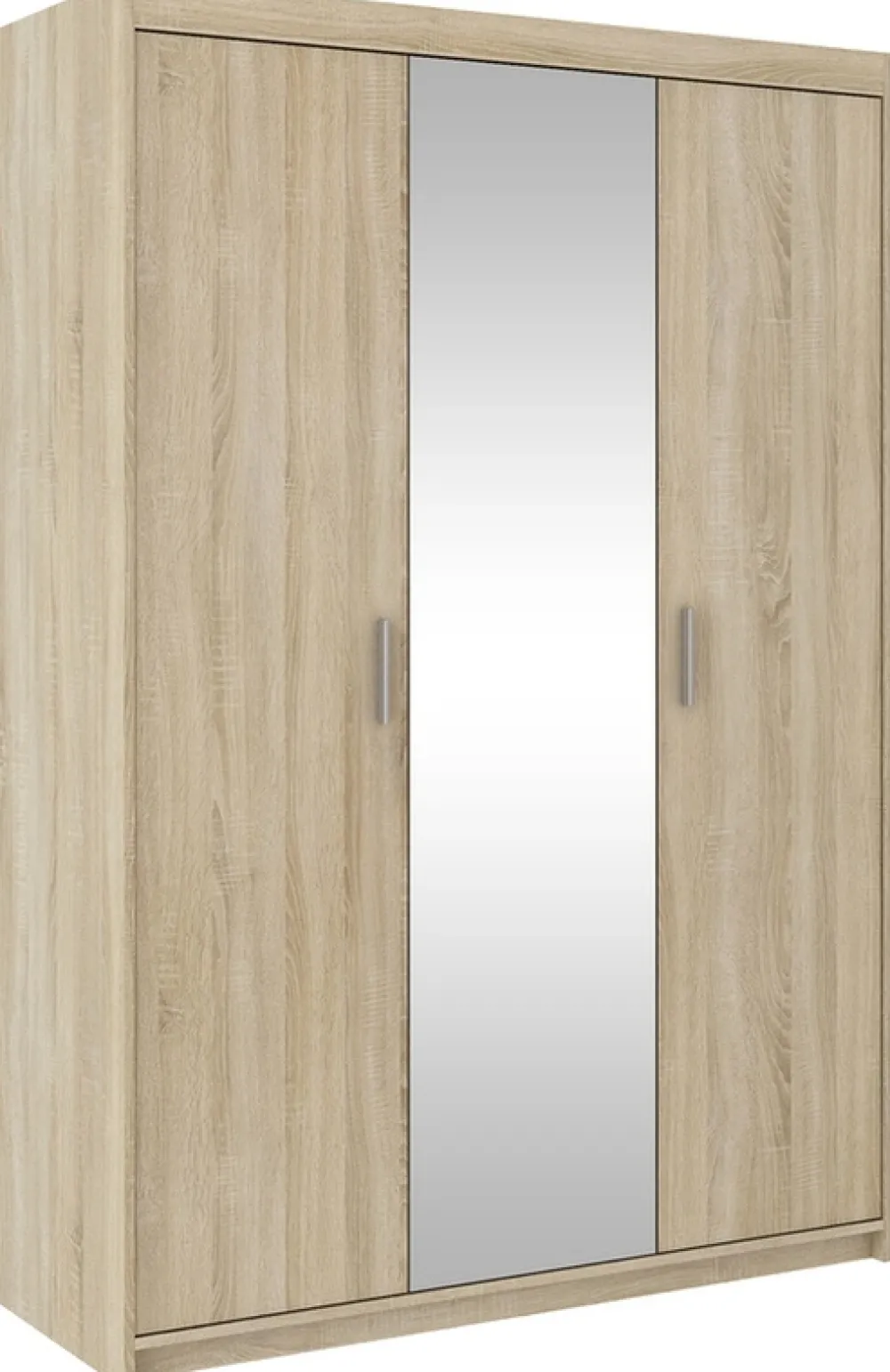Zestawy Mebli Do Przedpokoju|Szafy Modułowe>Lempert Trzydrzwiowa szafa z lustrem z nadstawką 133 cm dąb lefkas KUBA dąb sonoma