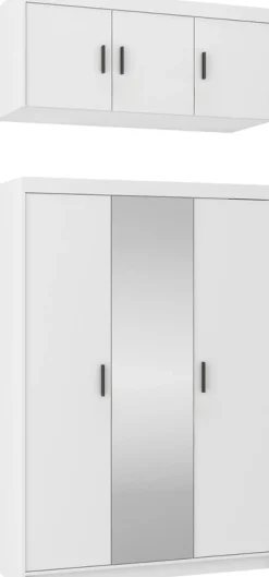 Zestawy Mebli Do Przedpokoju|Szafy Modułowe>Lempert Trzydrzwiowa szafa z lustrem z nadstawką 133 cm KUBA biały