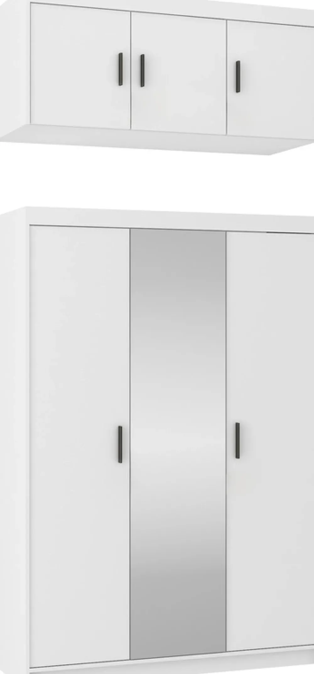 Zestawy Mebli Do Przedpokoju|Szafy Modułowe>Lempert Trzydrzwiowa szafa z lustrem z nadstawką 133 cm KUBA biały