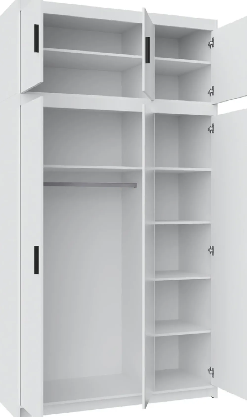 Zestawy Mebli Do Przedpokoju|Szafy Modułowe>Lempert Trzydrzwiowa szafa z lustrem z nadstawką 133 cm KUBA biały