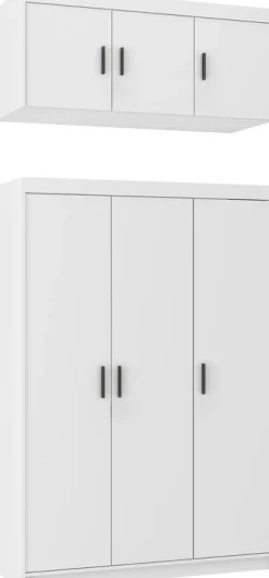 Zestawy Mebli Do Przedpokoju|Szafy Trzydrzwiowe>Lempert Trzydrzwiowa szafa z nadstawką 133 cm do sypialni KUBA biały