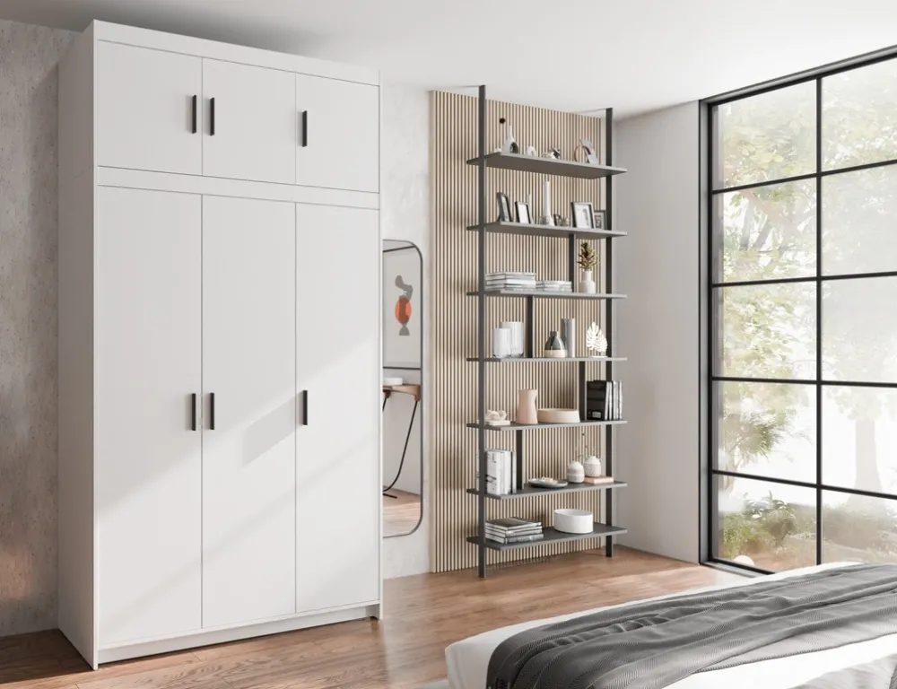 Zestawy Mebli Do Przedpokoju|Szafy Trzydrzwiowe>Lempert Trzydrzwiowa szafa z nadstawką 133 cm do sypialni KUBA biały