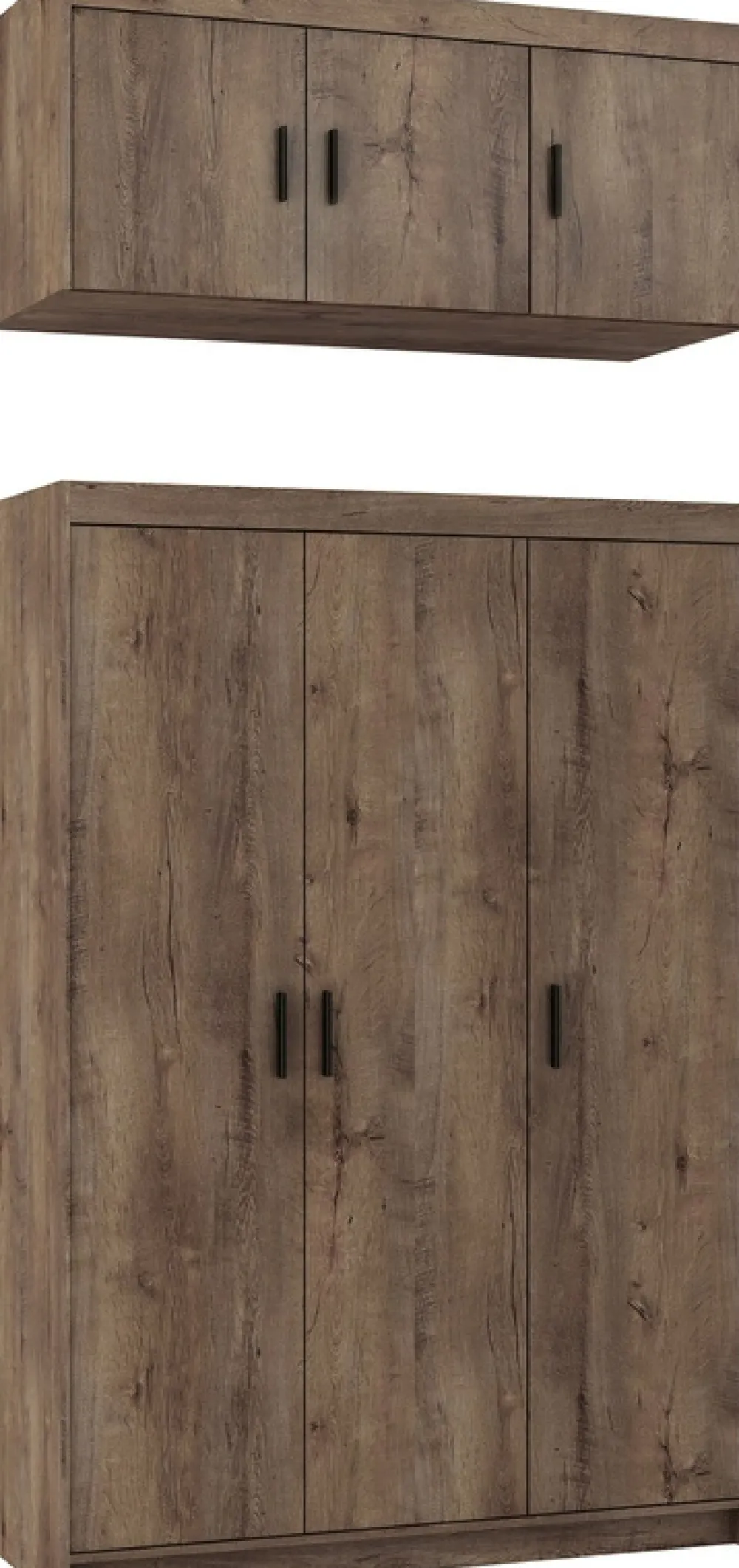 Zestawy Mebli Do Przedpokoju|Szafy Modułowe>Lempert Trzydrzwiowa szafa z nadstawką 133 cm do sypialni KUBA dąb lefkas