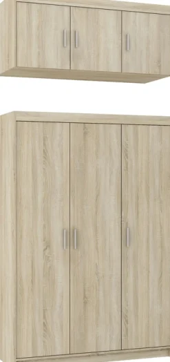 Meble Młodzieżowe|Zestawy Mebli Do Przedpokoju>Lempert Trzydrzwiowa szafa z nadstawką 133 cm do garderoby dąb lefkas KUBA dąb sonoma