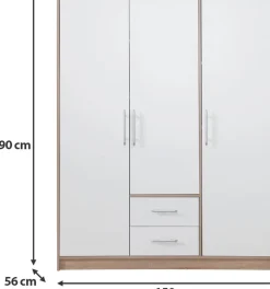 Garderoby|Meble Dla Dzieci></noscript>MEBLAR Trzydrzwiowa szafa z półkami do sypialni 150 cm szuflady SEVAS kaszmir