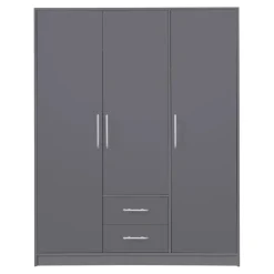 Garderoby|Meble Dla Dzieci>MEBLAR Trzydrzwiowa szafa z półkami do sypialni 150 cm szuflady SEVAS antracyt