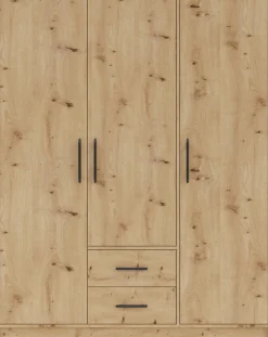 Garderoby|Meble Dla Dzieci>MEBLAR Trzydrzwiowa szafa z półkami do sypialni 150 cm szuflady SEVAS dąb artisan