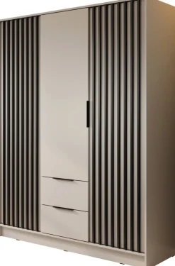 Zestawy Mebli Do Przedpokoju|Meble Młodzieżowe>PIASKI Trzydrzwiowa szafa z szufladami 155 cm KELLY kaszmir