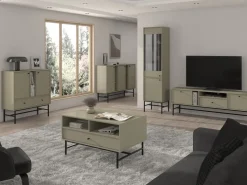 Szafki Rtv>Lempert Trzydrzwiowa szafka pod telewizor 180 cm do salonu TOKEN eukaliptus