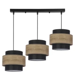 Oświetlenie Przedpokoju|Oświetlenie Jadalni>Candellux Lighting Twin lampa wisząca czarny 3x40w e27 abażur czarny+drewniany