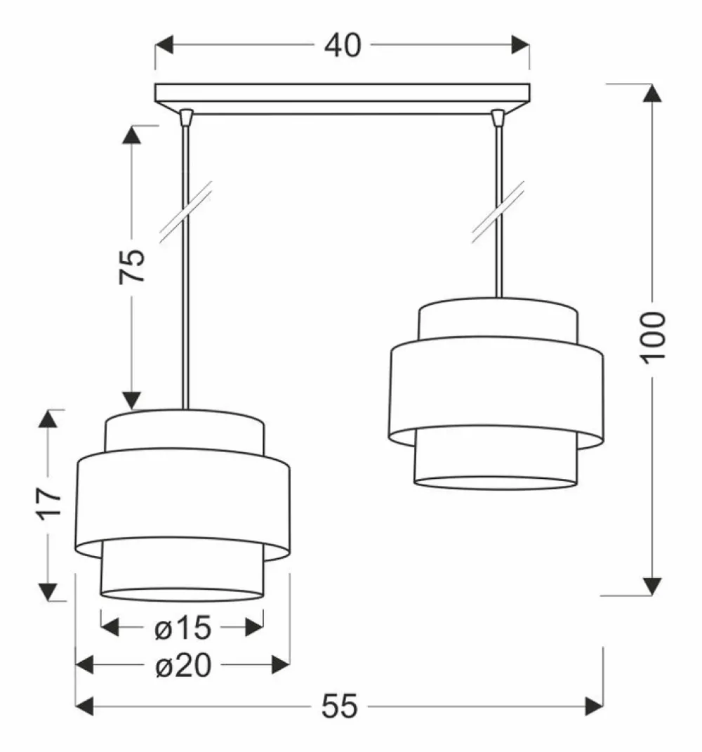 Oświetlenie Przedpokoju|Oświetlenie Jadalni>Candellux Lighting Twin lampa wisząca czarny 2x40w e27 abażur czarny+drewniany