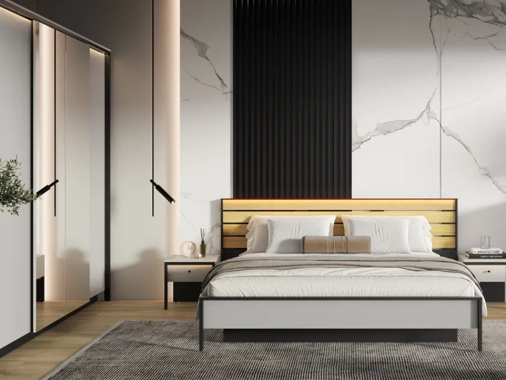 Zestawy Mebli Do Sypialni>lenart. Uchylna szafa do sypialni 250 cm z lustrem GRIS