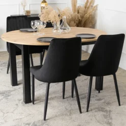 Krzesła Tapicerowane></noscript>MEBEL ELITE Welurowe krzesło do jadalni na ch nogach BELISSE czarny