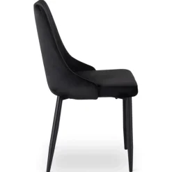 Krzesła Tapicerowane></noscript>MEBEL ELITE Welurowe krzesło do jadalni na ch nogach BELISSE czarny