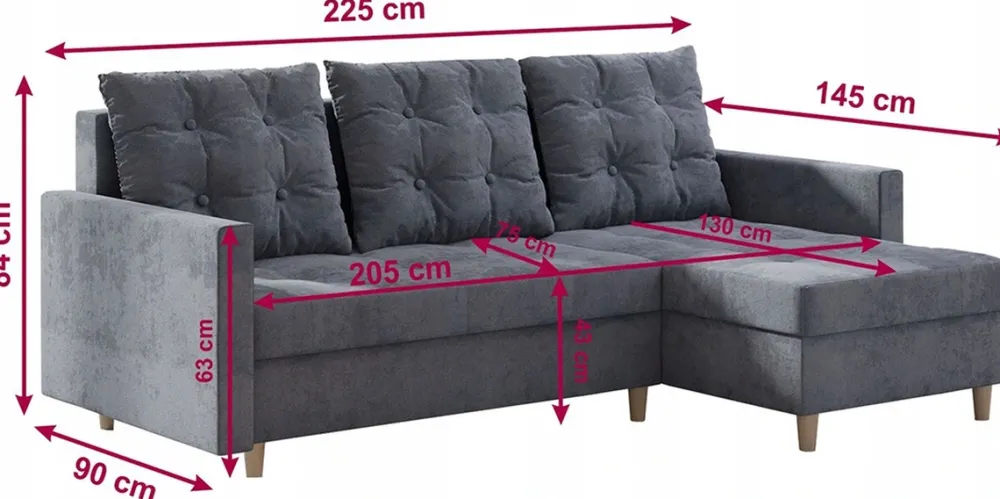 Meble Dla Dzieci|Meble Młodzieżowe>BROMARKT Welurowy narożnik do salonu granatowy LIZBONA