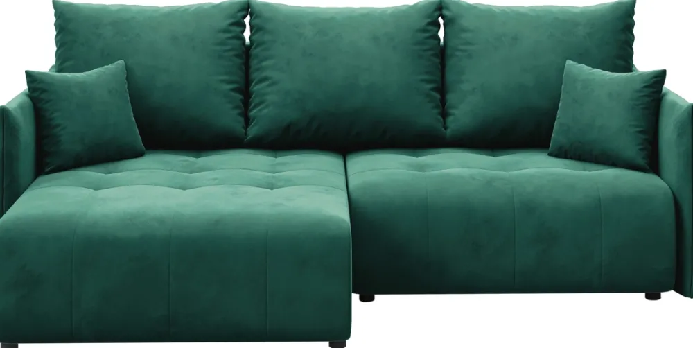 Meble Dla Dzieci|Narożniki>BROMARKT Welurowy narożnik z funkcją spania butelkowa zieleń HUDSON