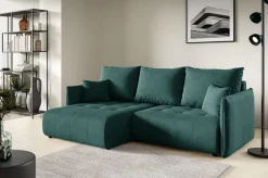 Meble Dla Dzieci|Narożniki>BROMARKT Welurowy narożnik z funkcją spania butelkowa zieleń HUDSON