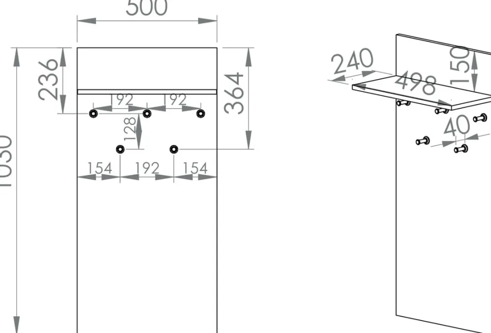Wieszaki Do Przedpokoju>ML Meble Wieszak do przedpokoju na ścianę 50 cm CARO dąb sonoma