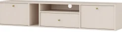 Zestawy Mebli Do Salonu|Szafki Rtv>Lempert Wisząca beżowa szafka RTV z szufladą pod telewizor 180 cm TOKEN beż piaskowy
