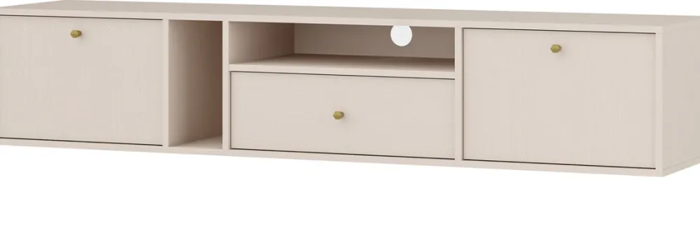 Zestawy Mebli Do Salonu|Szafki Rtv>Lempert Wisząca beżowa szafka RTV z szufladą pod telewizor 180 cm TOKEN beż piaskowy